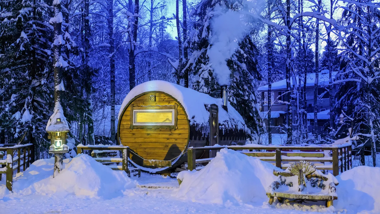Finnish bath in winter.