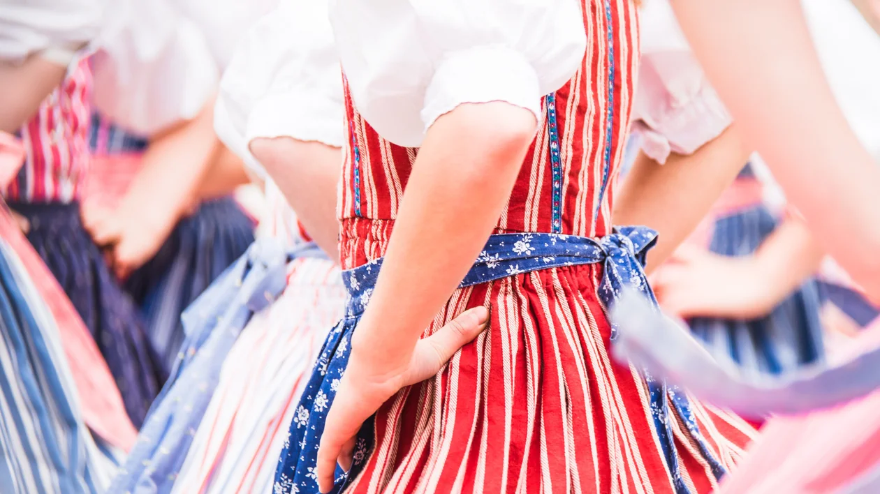 Polish folklore clothing during a festival.