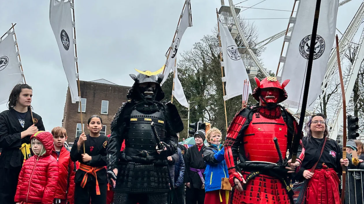 The lively St. Patrick's Parade covers the streets of Kilkenny, Ireland.