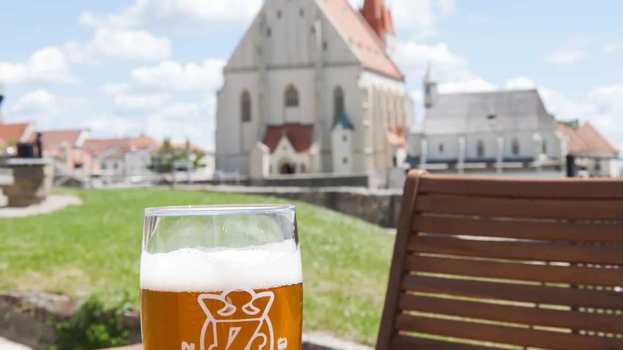 Taste Czech beer in Znojmo brewery, Czechia.