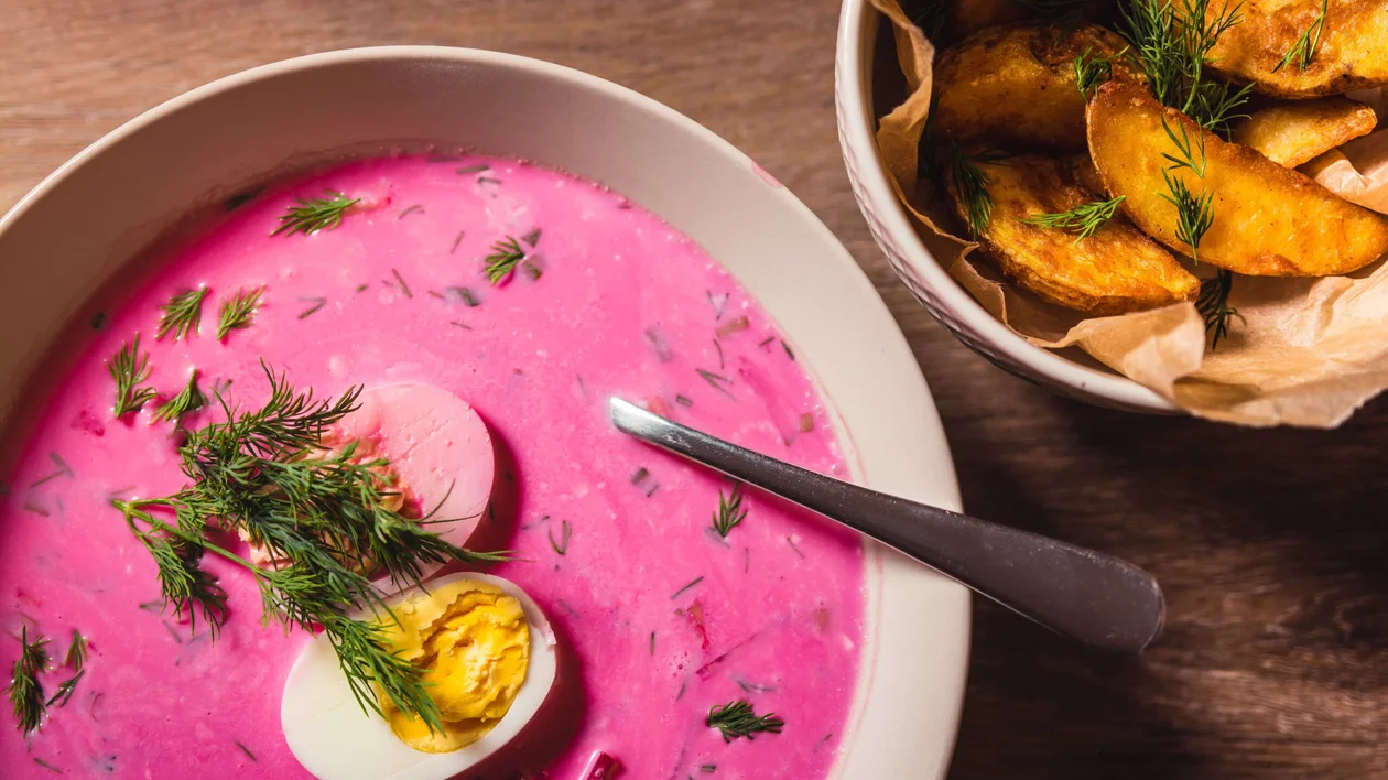 Foods that represent Vilnius: pink soup.
