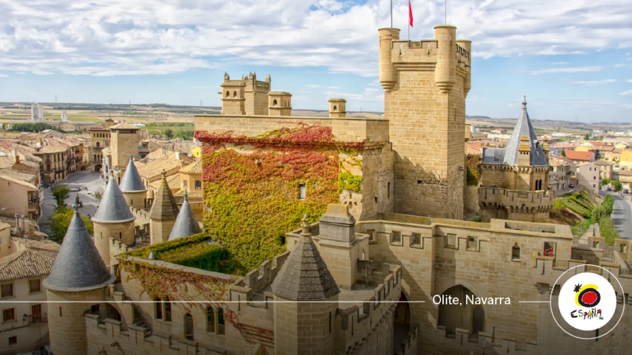 Royal Palace of Olite overlooking the town in Navarra