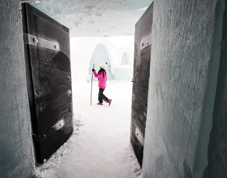 A tourist in the Ice Hotel