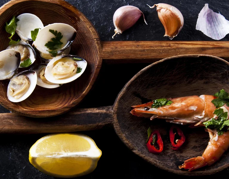 Beautiful served seafood tapas