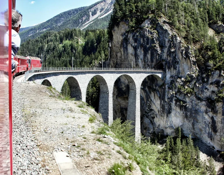 Glacier Express crossing the Alps