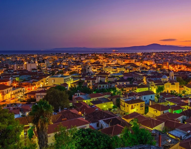 City of Kalamata by night, Peloponnese Region.