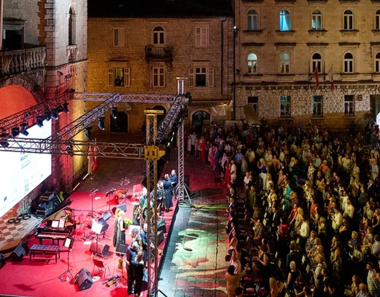 Concert in Montenegro square during the night