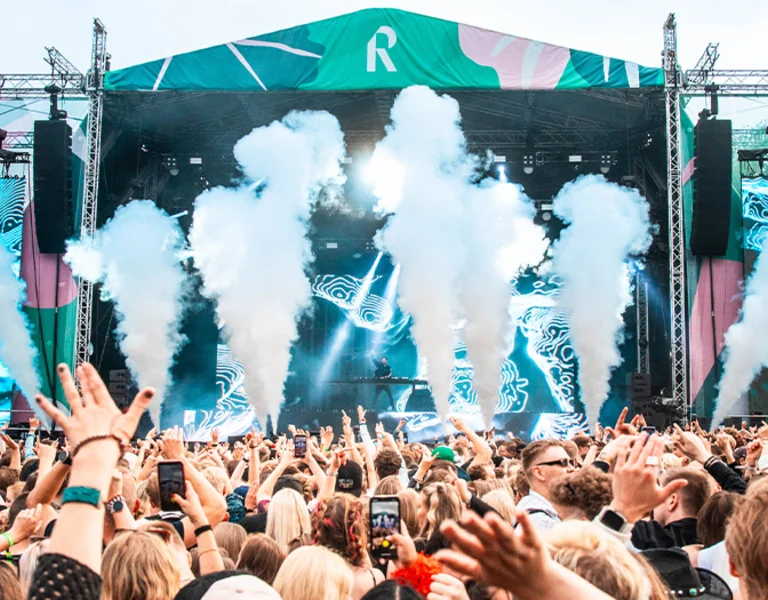 Stage of a vibrant summer festival in Finland