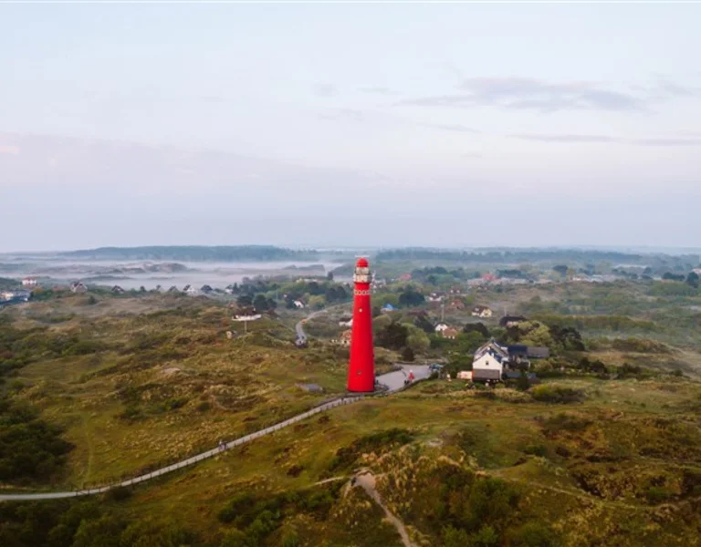 Merel Tuk Drone photo of lighthouse and Wadden island.