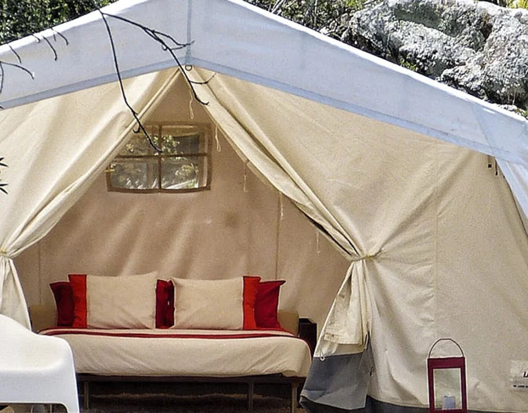 Big tent for camping in a natural portuguese landscape.
