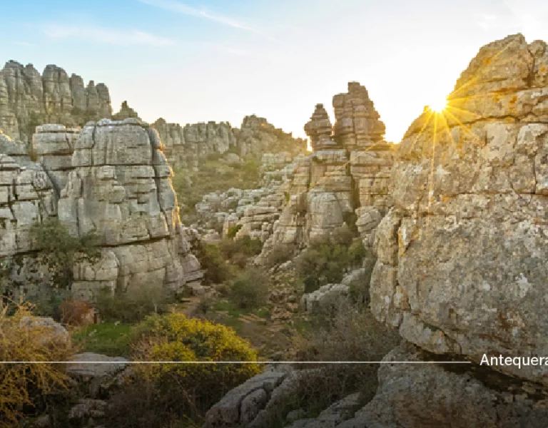 Limestone rock formations at El Torcal de Antequera in Andalusia