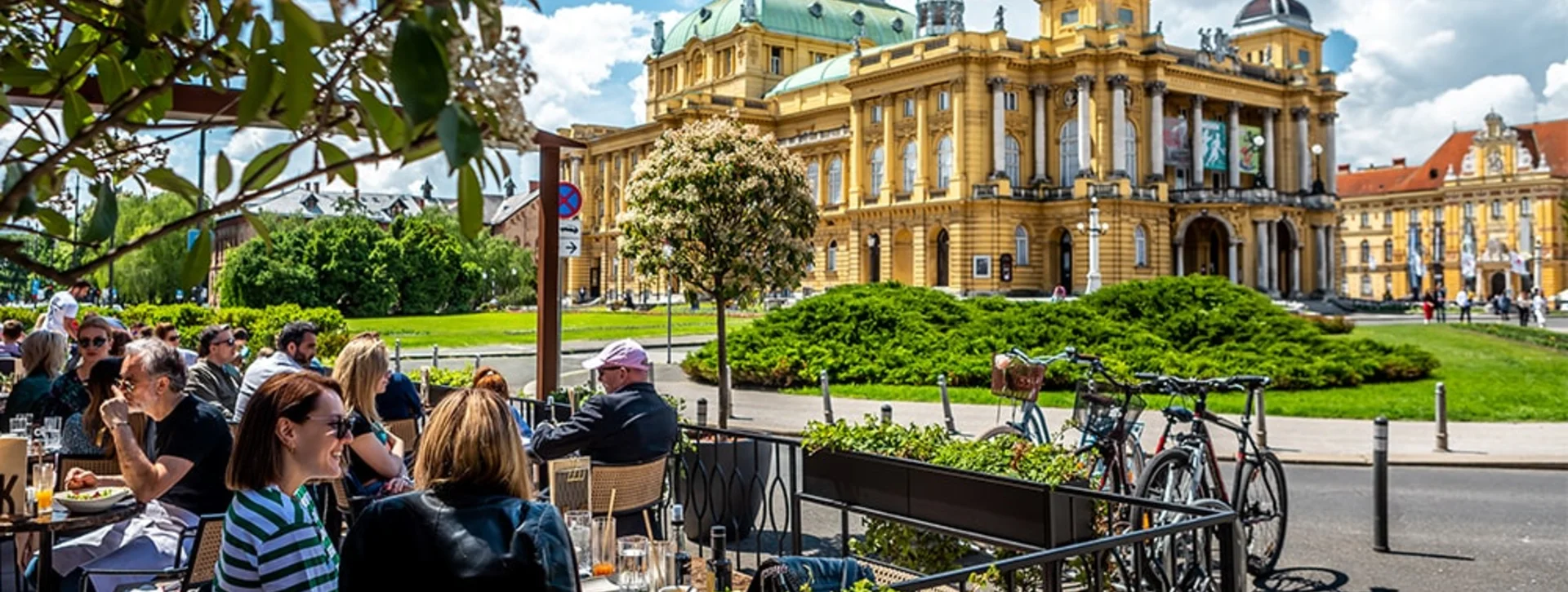 Relax over coffee in sight of the Croatian National Theatre in Zagreb