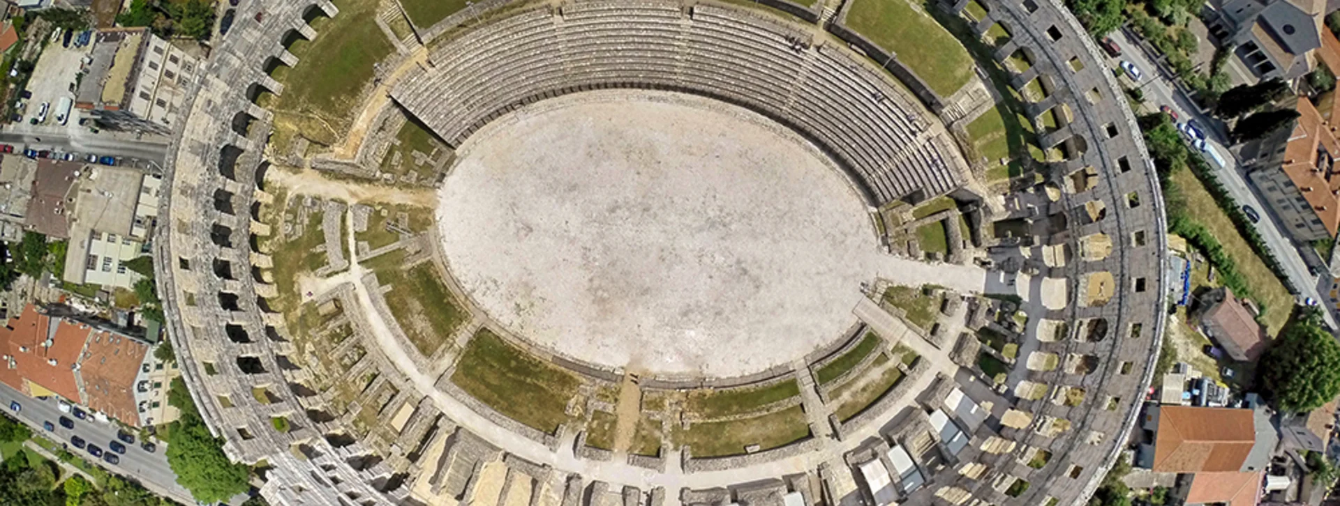 Arena, Pula, aerial, Croatia