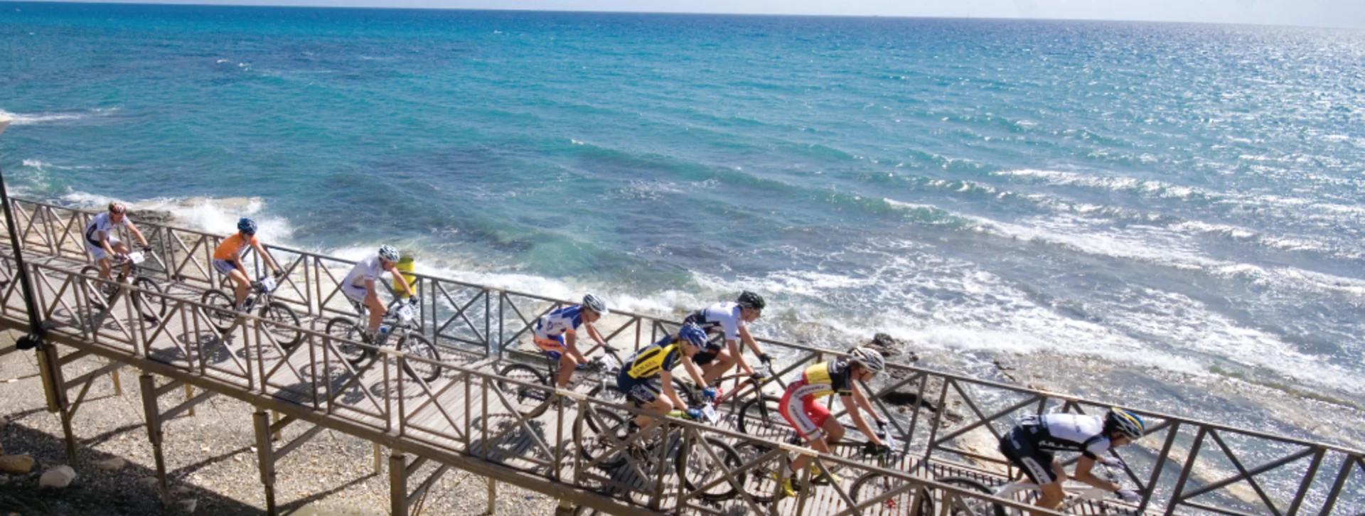 Cycling along the coast of Cyprus with breathtaking views of the Mediterranean Sea.