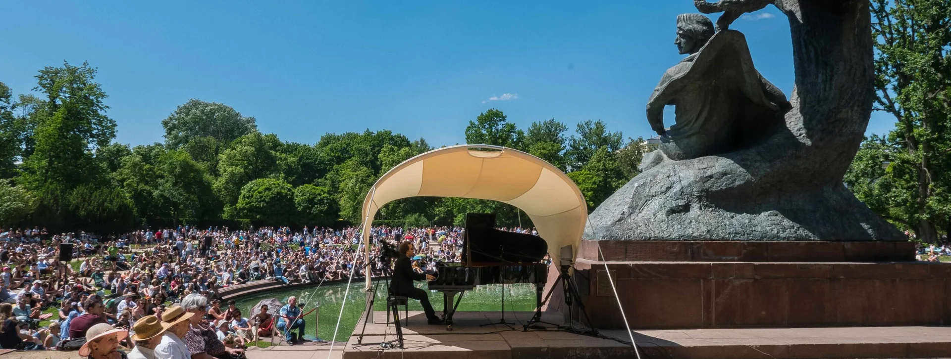 A stage to host an event at a park in Warsaw.