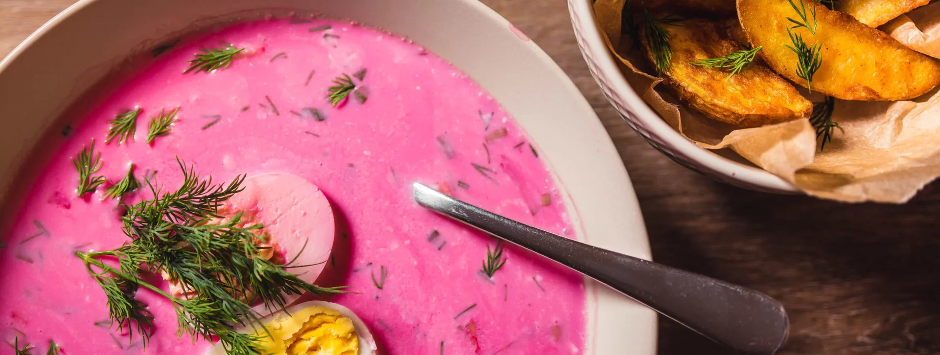 Foods that represent Vilnius: pink soup.
