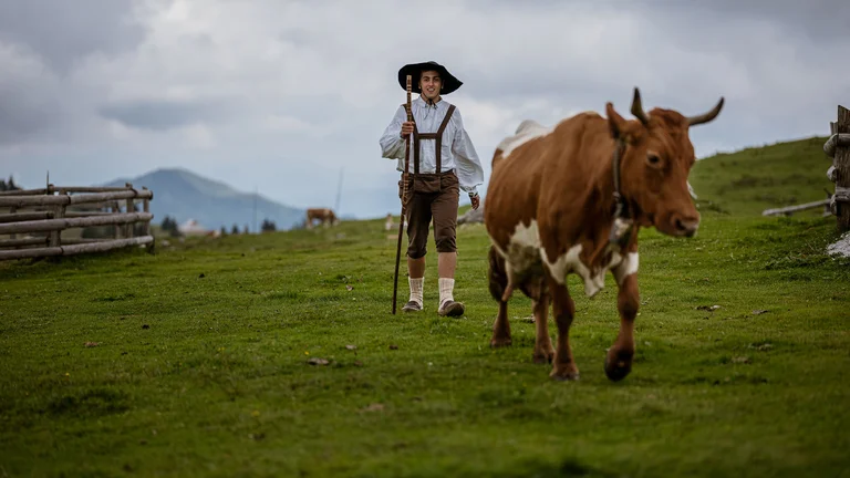 Traditional shepherd's garb on the Velika Planina