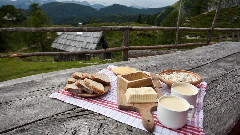 Enjoy a typical breakfast — even more delicious eaten outdoors.
