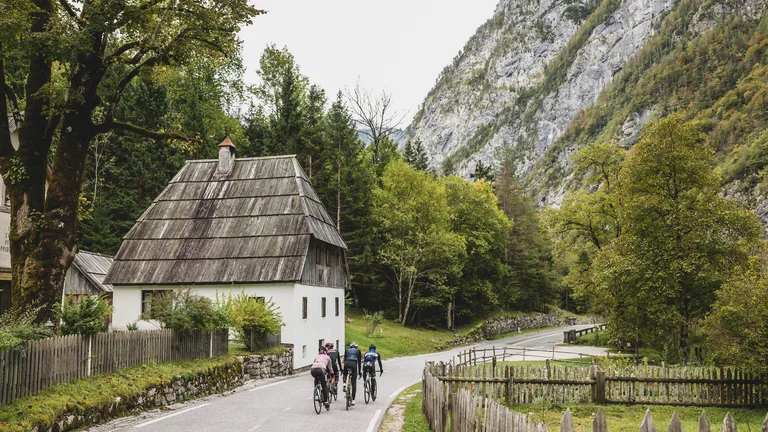 cycling in a mountain scenery, peaceful and quiet.