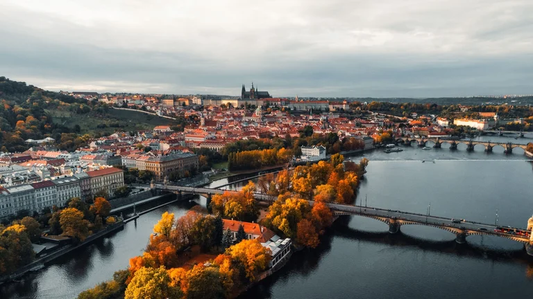 Wander at leisure discovering charming canals and houses on Střelecký Island.
