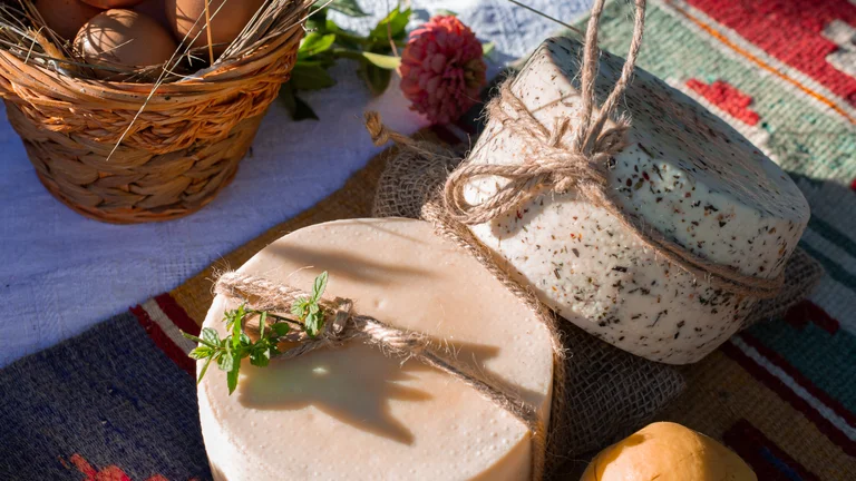 Breakfast on Montenegro's cheese with some just-picked fruit and farm-fresh eggs.