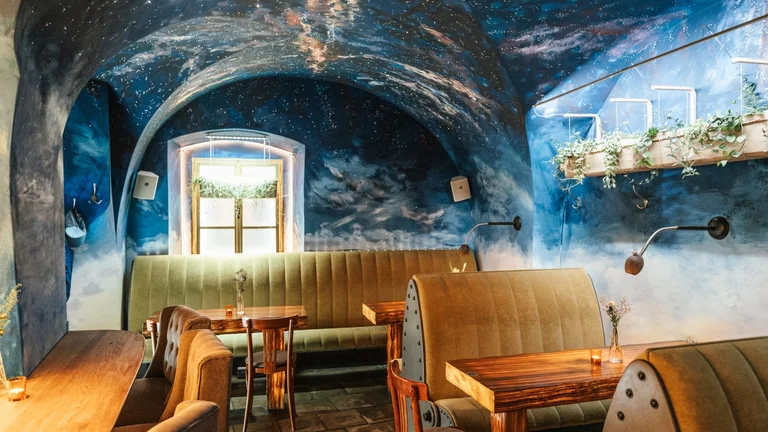 Dine under the stars - indoors - at intimate Lehká hlava in Prague.