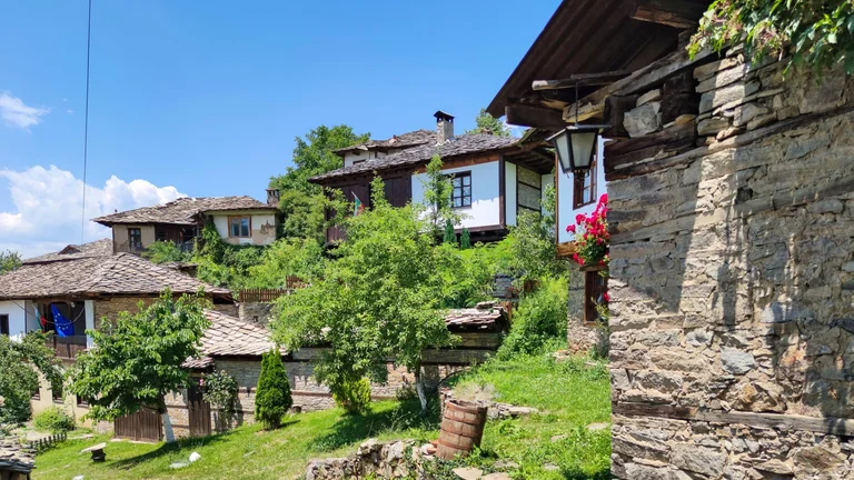 Traditional stone houses in Leshten village, Bulgaria