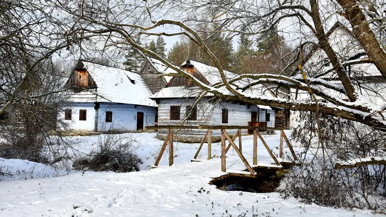 One of its most striking landmarks is a wooden Roman Catholic church relocated from the village of Rudno.