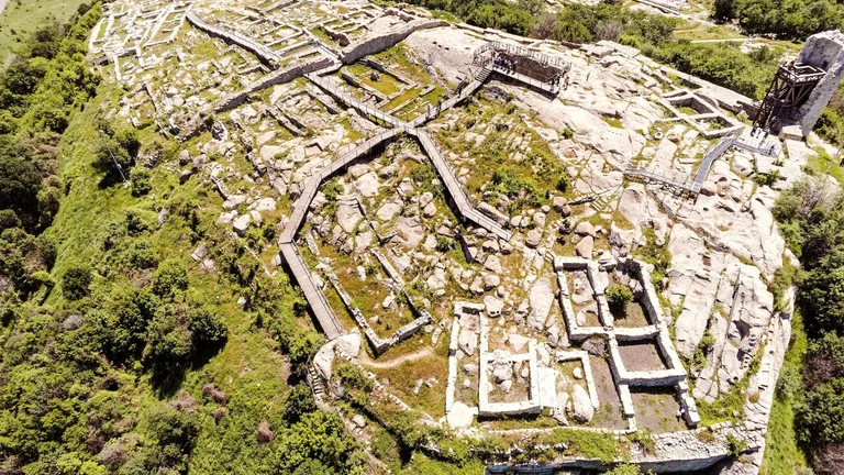 Fortress of Perperikon from aerial view in Bulgaria.