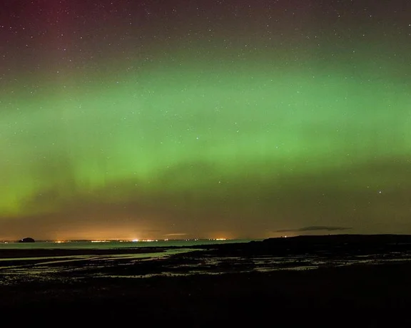 Aurora over Belhaven Bay, Scotland