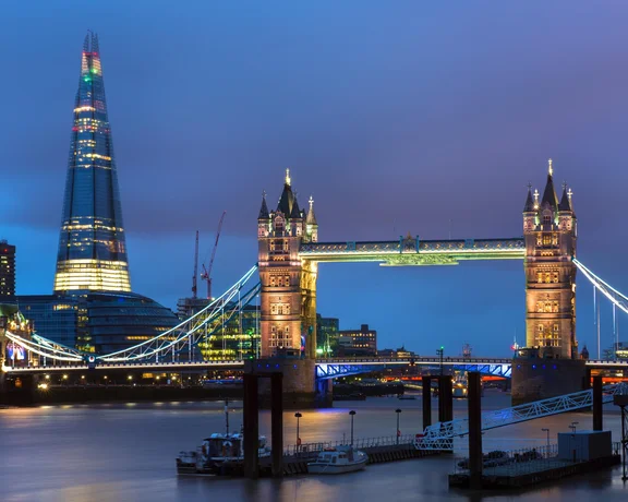 The Shard and Tower Bridge in London, England