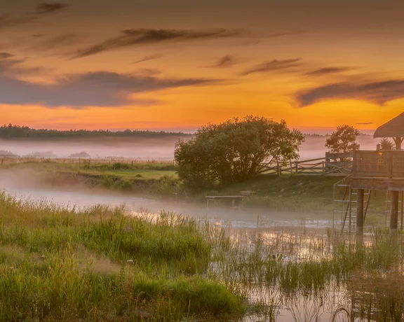 sunset over the river Narew