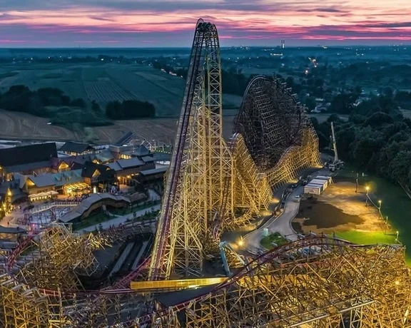 Zadra - the highest (63.8 m) hybrid (steel-wood) roller coaster in the world in Energylandia