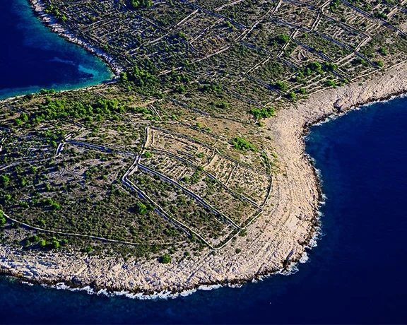 Stone walls on the island of Kaprije