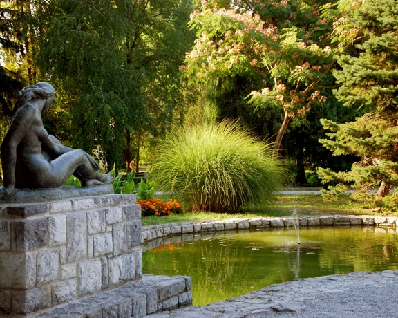 Sculpture of woman bather in Spa park Daruvar