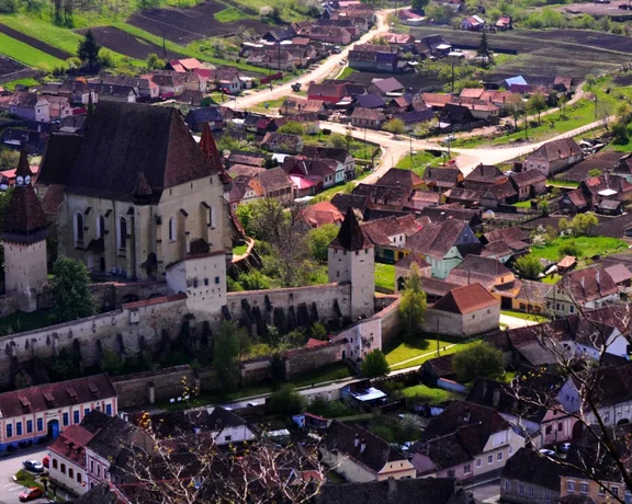 Get a fabulous view of Biertan Village, Romania