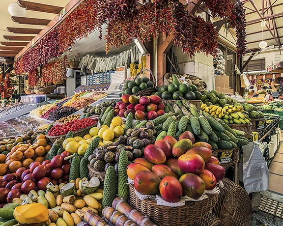 An edible rainbow awaits at Funchal Market in Madeira