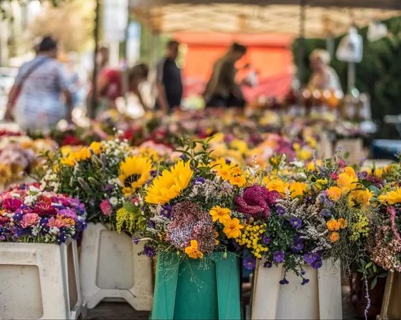 Flowers abound at the Farmers' Market at Jiřího z Poděbrad Square.