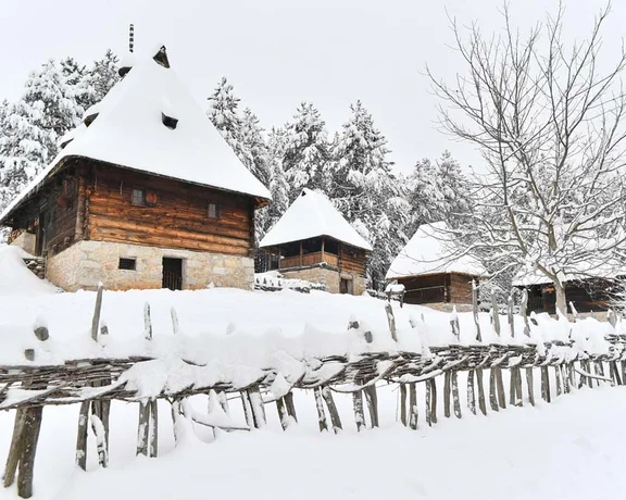 Wrap up and explore the Old Village Museum Sirogojno