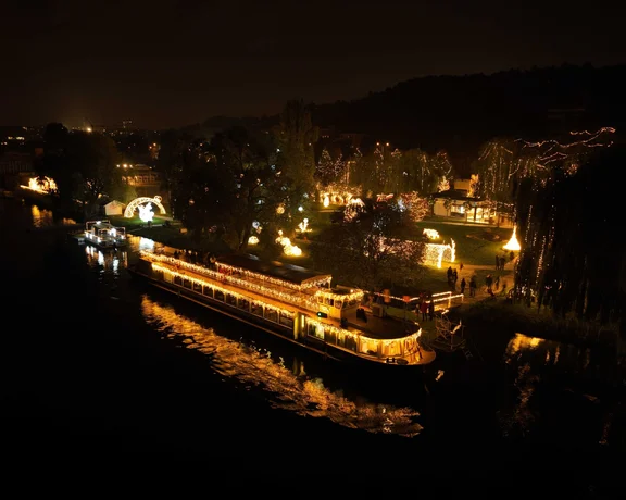 Take in Prague light park from a boat