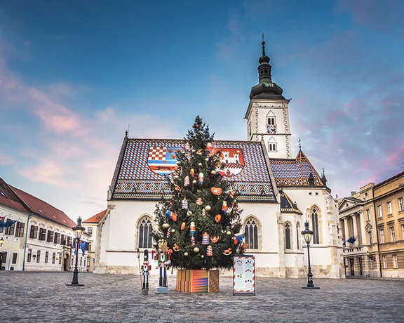 Don't miss the tree in front of Zagreb's St. Mark's Church