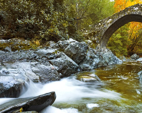 The Venetian Bridge in Kalopanagiotis is a historic bridge located in the village of Kalopanagiotis, which is situated in the Troodos Mountains of Cyprus. The bridge is an iconic landmark in the area and is known for its architectural significance and picturesque setting. ©Cyprus Deputy Ministry of Tourism