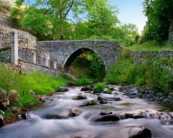 The Venetian Bridge in Kalopanagiotis is a historic bridge located in the village of Kalopanagiotis, which is situated in the Troodos Mountains of Cyprus. The bridge is an iconic landmark in the area and is known for its architectural significance and picturesque setting. ©Cyprus Deputy Ministry of Tourism