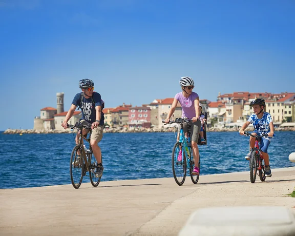 the city of Parenzana city by bike along it's handsome waterfront.