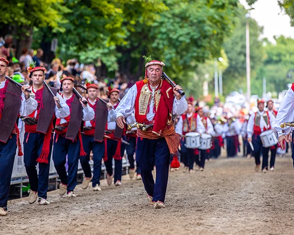 Enjoy seeing colorful, proudly worn traditional dress during the Alka Tournament.