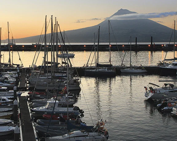 You'll never forget sunset amidst the masts and sea veiw at Horta Marina on Faial Island in the Azores.