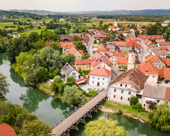 Find charming villages such as Kostanjevica na Krki along bucolic waterways.