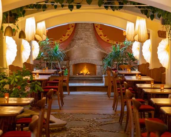 Relax in the cozy environment of Prague's Maitrea vegetarian restaurant.