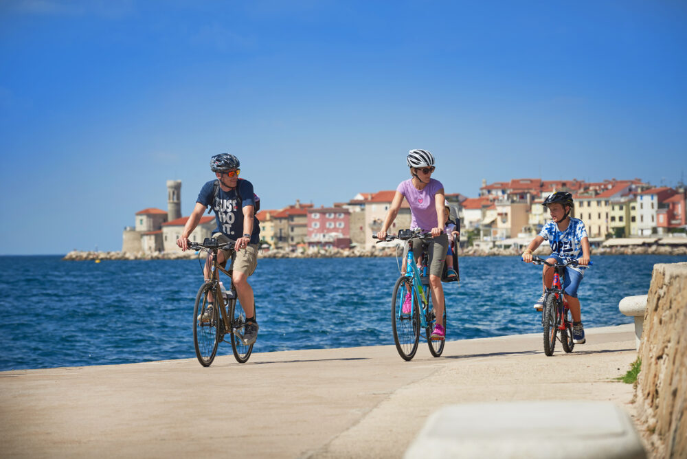 the city of Parenzana city by bike along it's handsome waterfront.