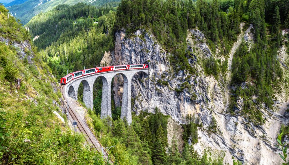 Seek thrills on rails and stunning views on train rides in the Swiss Alps